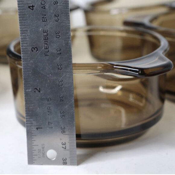 Vintage Dynaware Pyr-O-Rey Amber Glass Small Baking Casserole Bowls Mexico x 8 - Picture 7 of 15